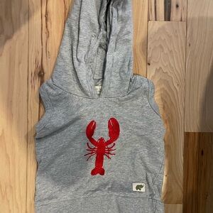 Sleeveless Gray Hoodie with Red Lobster Design